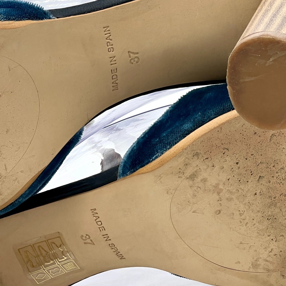 Sundance Aurora Size 6.5/7 37 Blue Velvet Ankle Strap Heels $228 MSRP - Picture 13 of 14